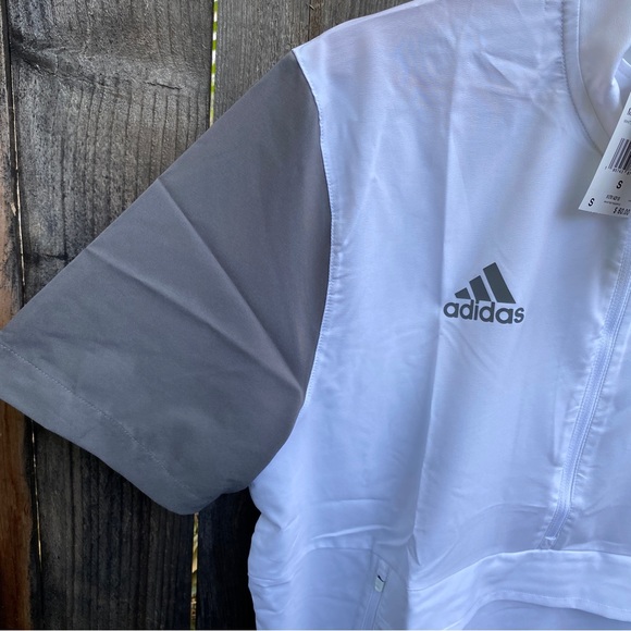 Adidas Mens Golf Windbreaker Short Sleeve Pullover Jacket Stadium Quarter Zip - Picture 4 of 16
